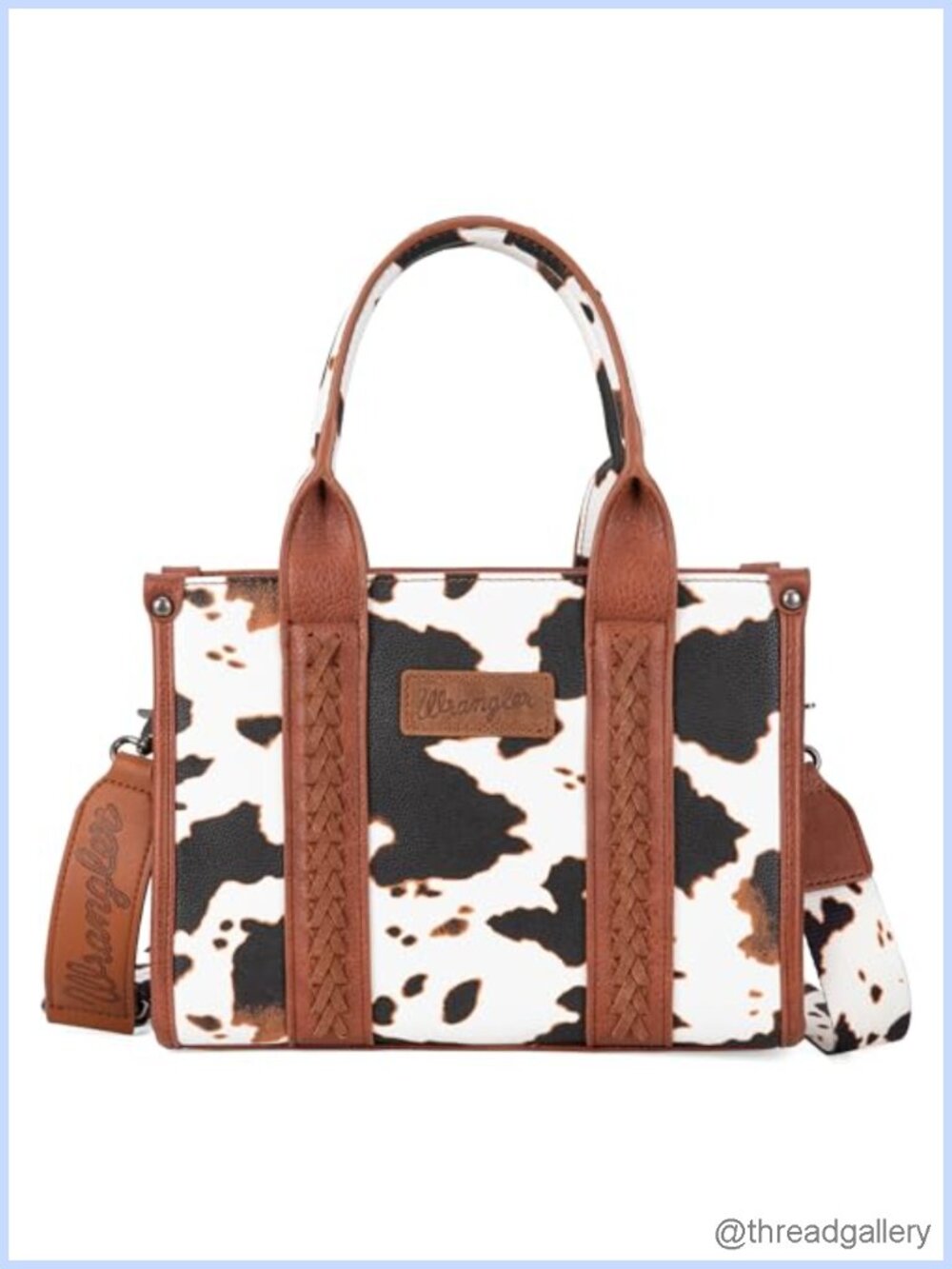 Cow Print Tote Bag Satchel Top Handle Handbag with Guitar Strap